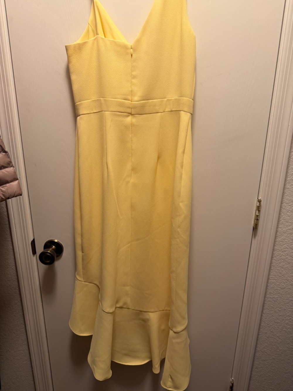 Xscape Yellow V-Neck High-Low Ruffle Dress - Picture 5 of 5